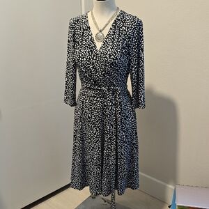 White House Black Market Black and White Long Sleeve Dress